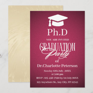 Convites Festa de Formatura de PhD com Gradiente de Luxo