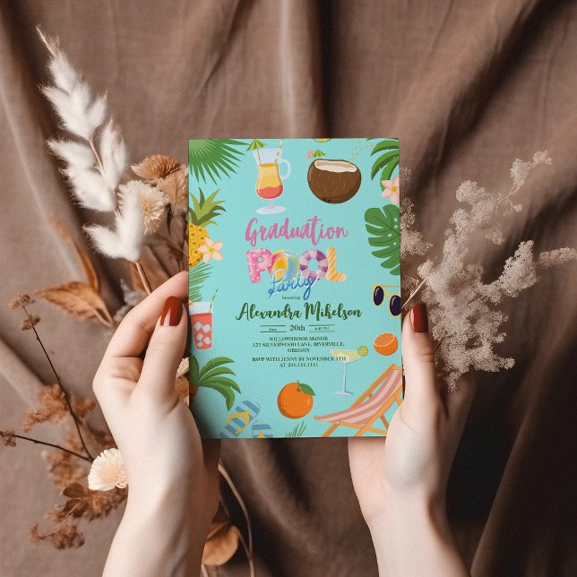 Convites Festa de formatura de Piscina tropical (Criador carregado)