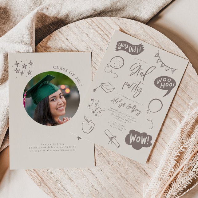 Convites Festa de formatura de Portão Simky Beige Desenhada (Criador carregado)