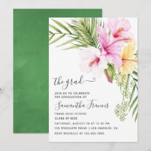 Festa de formatura de praia tropical de aquarela