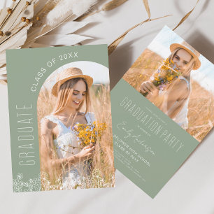 Convites Festa de formatura de Sage Green Wildflower