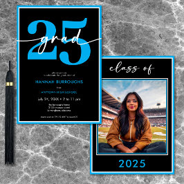 Convites Festa de formatura de Script Azul Mínimo Moderno