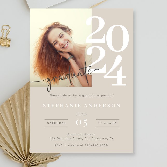 Convites Festa de formatura de Script de Fotografia Simples (Class of 2024 graduation party invitation )