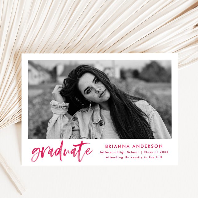 Convites Festa de formatura de Script de Pincel Rosa Quente (Criador carregado)