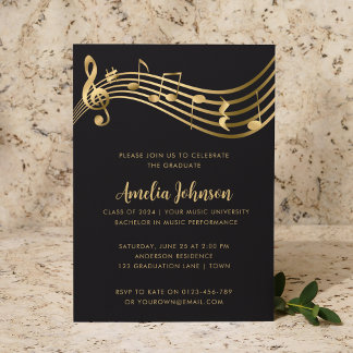Convites Festa de formatura de Script do Dourado Music Note