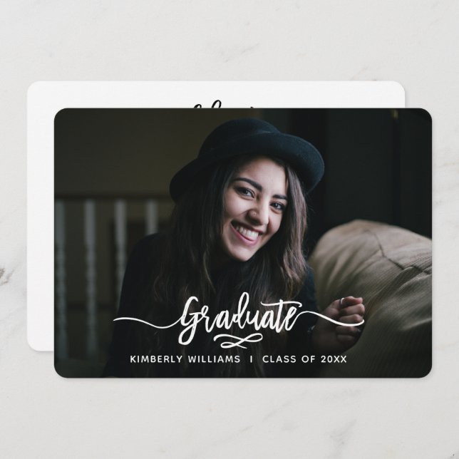 Convites Festa de formatura de Script Moderno Bruto (Frente/Verso)