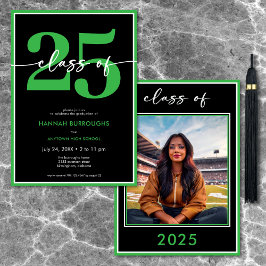 Convites Festa de formatura de Script Verde Mínimo Moderno