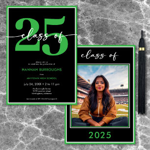 Convites Festa de formatura de Script Verde Mínimo Moderno