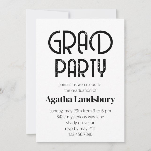 Convites Festa de formatura de Segundo grau Moderno com Dif (Frente)