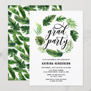 Convites Festa de formatura de solha de folhas tropicais