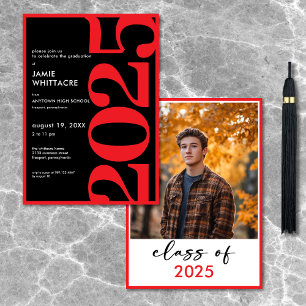 Convites Festa de formatura de Tipografia Vermelha Mínima M