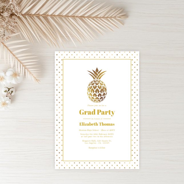 Convites Festa de Formatura do Abacaxi Dourado (Gold Pineapple Graduation Party Invitation)