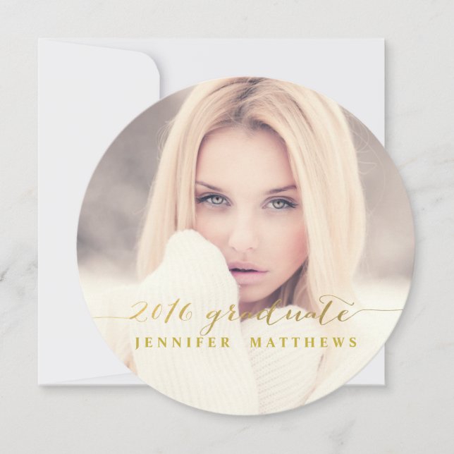 Convites Festa de formatura do Faux Gold Foil Script 2016 (Frente)