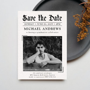 Convites Festa de formatura do jornal de fotos em preto e b