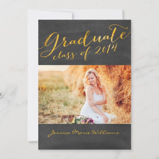 Convites Festa de formatura do quadro | Folha de Ouro (Frente)