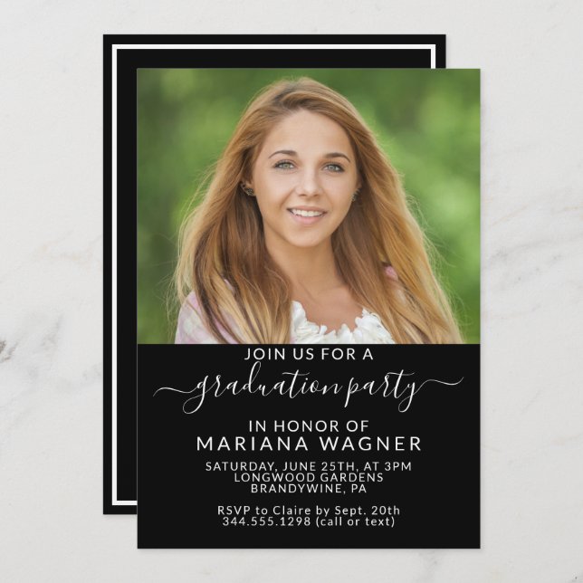 Convites Festa de formatura do Segundo grau de fotos (Frente/Verso)