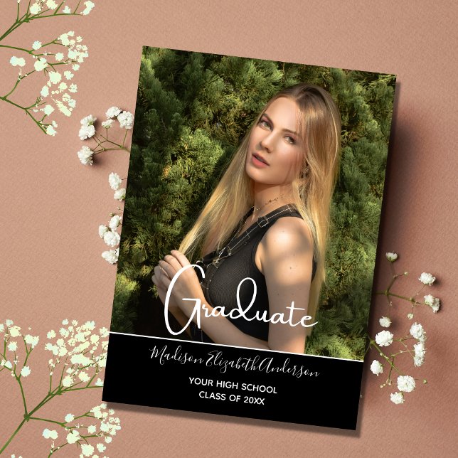 Convites Festa de formatura do Segundo grau preto-e-preto (Criador carregado)