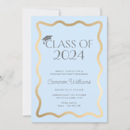 Convites Festa de formatura Dourada Azul-Onda