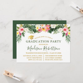 Convites Festa de formatura Dourada tropical de aquarela