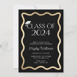 Convites Festa de formatura Dourada Wave Black