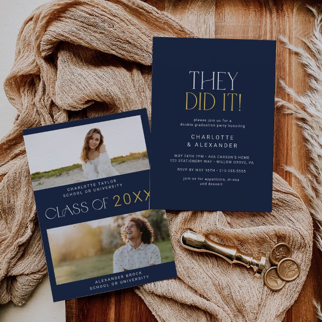 Convites Festa de formatura Dupla de Fotografias de Marinho (Criador carregado)