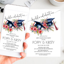 Convites Festa de formatura Dupla Flor de Aquarela