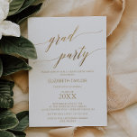 Convites Festa de formatura Elegante de Caligrafia Dourada<br><div class="desc">Este elegante convite para festa de formatura de caligrafia em ouro é perfeito para uma festa de formando simples. A design neutra apresenta uma carta minimalista decorada com a tipografia falsa de ouro romântica e caprichosa. Nota: Este design não apresenta folha de ouro real. É um gráfico de alta qualidade...</div>