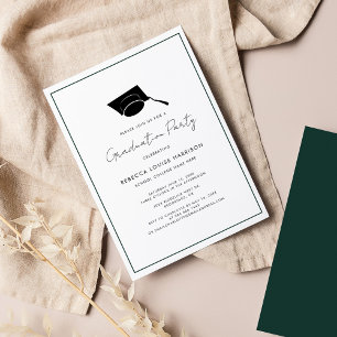 Convites Festa de Formatura Elegante Script Verde Graduado 
