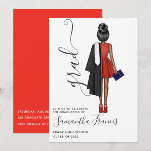 Convites Festa de formatura Elegante Vermelha, Negra e Bran
