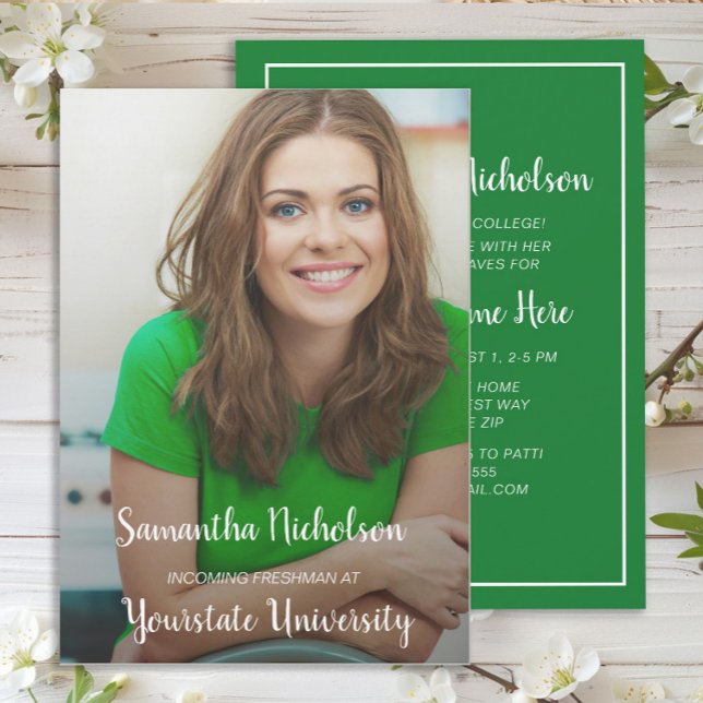 Convites Festa de Formatura em Tronco Verde para Faculdade (Green graduation party photo invitation)