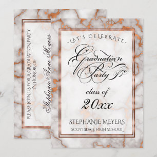 Convites Festa de formatura Faux Bright Cobre Marble