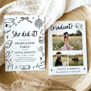 Convites Festa de Formatura Fê-lo Moderna Desenhada à Mão