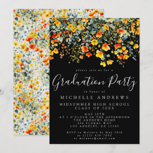 Convites Festa de formatura Floral Black Summer