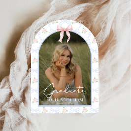 Convites Festa de Formatura Floral com Laço Rosa