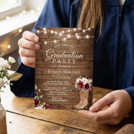 Convites Festa de formatura Floral de Rosas vermelhas Rusti