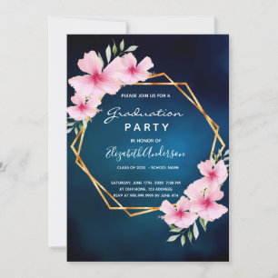 Convites Festa de formatura floral rosa azul 2022