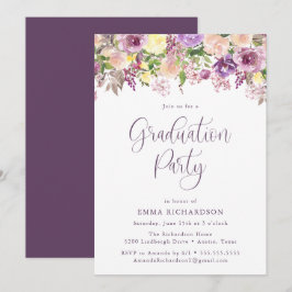 Convites Festa de formatura Floral Roxo Elegante