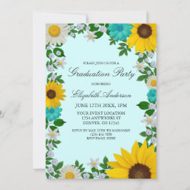 Convites Festa de formatura Floral Rustic Sunflower Daisy