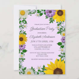 Convites Festa de formatura Floral Rustic Sunflower Daisy