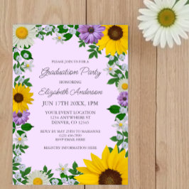 Convites Festa de formatura Floral Rustic Sunflower Daisy