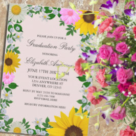 Convites Festa de formatura Floral Rustic Sunflower Daisy