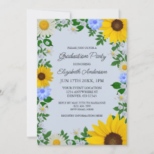 Convites Festa de formatura Floral Rustic Sunflower Daisy