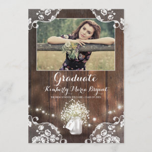 Convites Festa de formatura floral rústica da foto do