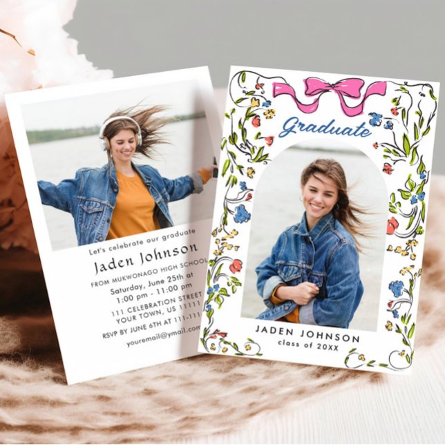 Convites Festa de formatura FOTO do Arco Rosa da Tendência  (Criador carregado)