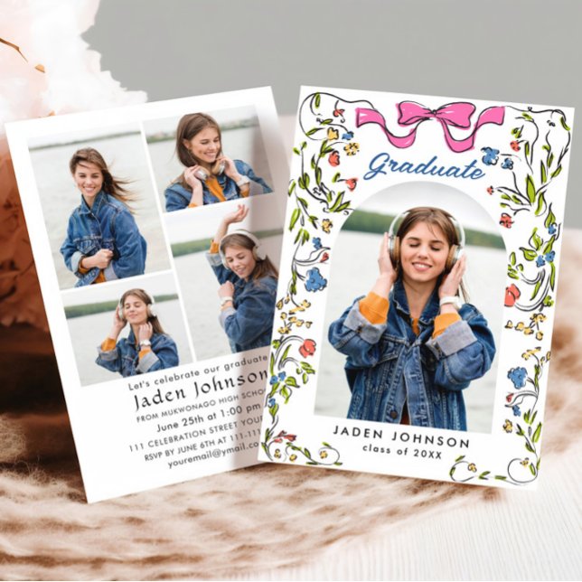 Convites Festa de formatura FOTO do Arco Rosa da Tendência  (Criador carregado)