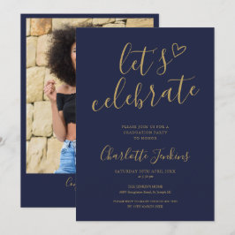 Convites Festa de Formatura Foto Roteiro Navy Dourado Celeb