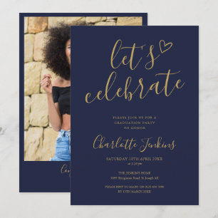 Convites Festa de Formatura Foto Roteiro Navy Dourado Celeb