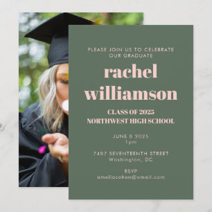 Convites Festa de formatura fotográfica de 2022 verde-rosa