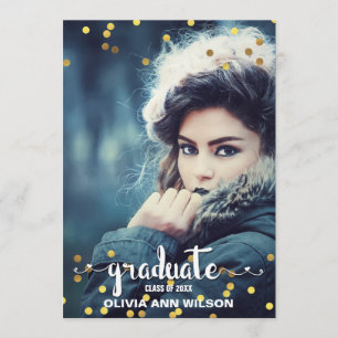 Convites Festa de formatura Fotográfica Faux Gold Foil Conf