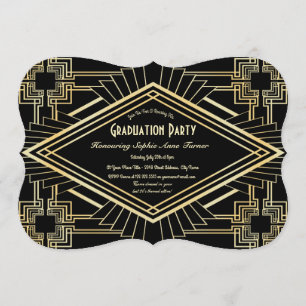 Convites Festa de formatura Gatsby do Excelente Preto Glam 